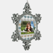 Ornement Flocon De Neige plage aqua bleu marbre blanc pastel pèse-sirène (Gauche)