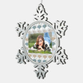 Ornement Flocon De Neige plage aqua bleu marbre blanc pastel pèse-sirène (Vue impression)