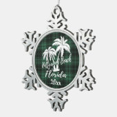 Ornement Flocon De Neige Plage Hollywood Floride Palm Green Plaid (Vue impression)