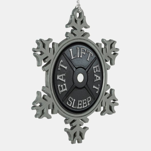 Ornement Flocon De Neige Plat d'haltère - l'ascenseur, mangent, dorment (Gauche)