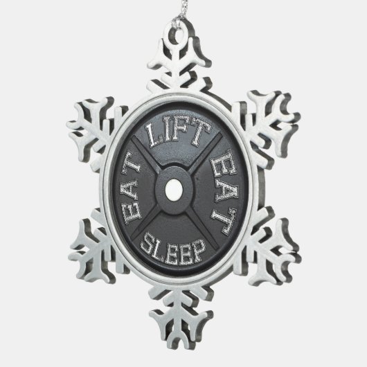 Ornement Flocon De Neige Plat d'haltère - l'ascenseur, mangent, dorment (Vue impression)