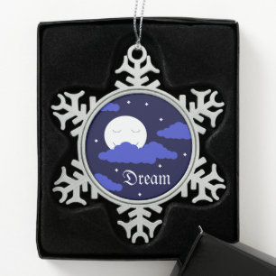 Ornement Flocon De Neige Pleine lune à Midnight & Stars :
