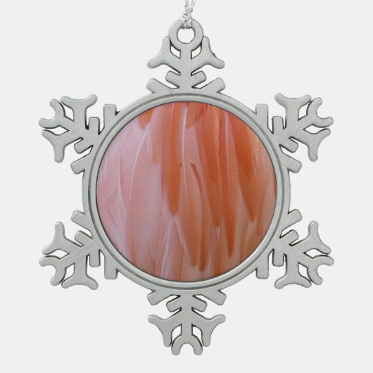 Ornement Flocon De Neige Plumes de Flamant rose dans les tons roses (Devant)