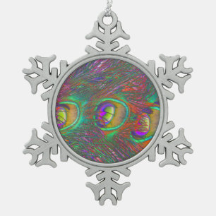 Ornement Flocon De Neige Plumes Peacock Tinsel de Noël