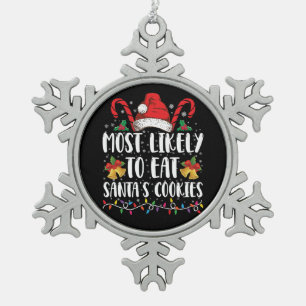 Ornement Flocon De Neige Plus Susceptible De Manger Les Cookies De Santa No