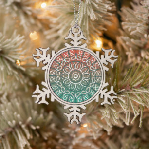 Ornement Flocon De Neige Poche du sud-ouest au design turquoise et sombre