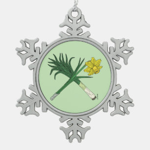 Ornement Flocon De Neige Poireau et jonquille traversée