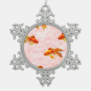 Ornement Flocon De Neige Poisson d'or rose motif