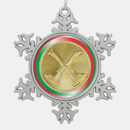 Ornement Flocon De Neige Pompier Capitaine's Gold Bugle (Devant)
