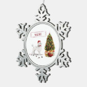 Ornement Flocon De Neige Poodle blanc Funny Chien de Noël avec arbre (Vue impression)