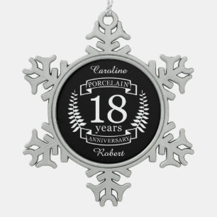 Ornement Flocon De Neige Porcelaine traditionnelle mariage anniversaire 18 