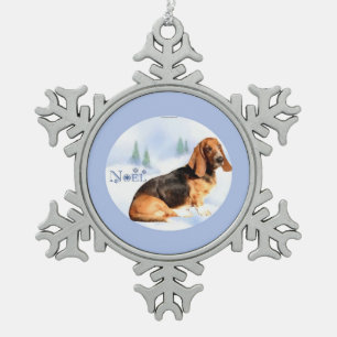 Ornement Flocon De Neige Porte - clé Noel Basset Hound