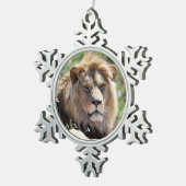 Ornement Flocon De Neige Portrait de lion vu de devant (Vue impression)