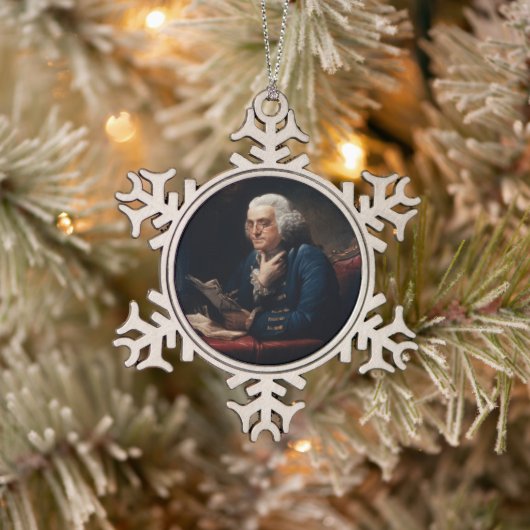 Ornement Flocon De Neige Portrait de pouce, Benjamin Franklin Père fondateu (Arbre)