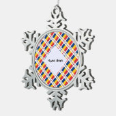Ornement Flocon De Neige Poursuite du drapeau du Tchad en carrés noirs avec (Vue impression)
