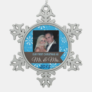 Ornement Flocon De Neige Premier Noël comme M. et Mme Customizable Photo