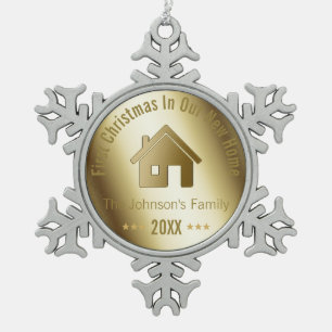 Ornement Flocon De Neige Premier Noël dans notre nouvelle maison d'or