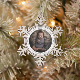 Ornement Flocon De Neige Premier Noël de bébé 2026 Photo Flocon de neige