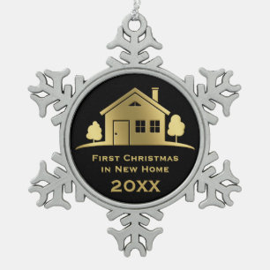 Ornement Flocon De Neige Premier Noël d'or dans la nouvelle maison 20XX