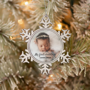 Ornement Flocon De Neige Premier Noël du bébé mignon