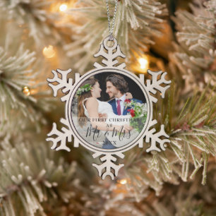 Ornement Flocon De Neige Premier Noël en tant que photo de M. et Mme