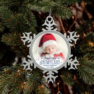 Ornement Flocon De Neige Premier Noël mignon petite photo de flocon de neig