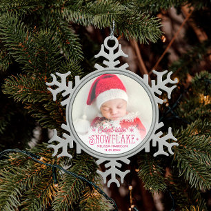 Ornement Flocon De Neige Premier Noël mignon petite photo de flocon de neig