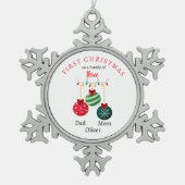 Ornement Flocon De Neige Première famille de Noël à trois Keepsaké (Devant)