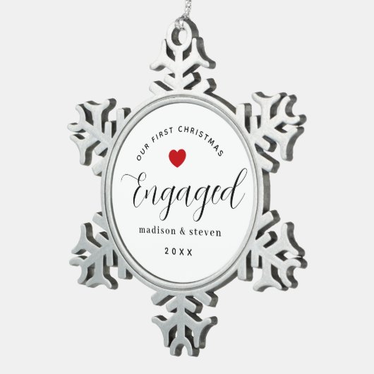 Ornement Flocon De Neige Première Noël Couples engagés Conserver les script (Vue impression)