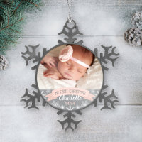 Première Noël Teinte Rose Bébé Fille Photo