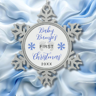 Ornement Flocon De Neige Première Parties scintillant de Noël de Baby Bump