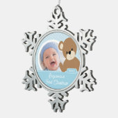 Ornement Flocon De Neige Première photo de Noël de l'ours mignon (Vue impression)