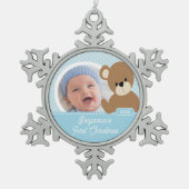 Ornement Flocon De Neige Première photo de Noël de l'ours mignon (Devant)
