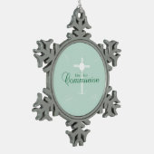 Ornement Flocon De Neige Première Sainte Communion, écriture en vert doux (Gauche)