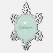 Ornement Flocon De Neige Première Sainte Communion, écriture en vert doux (Vue impression)