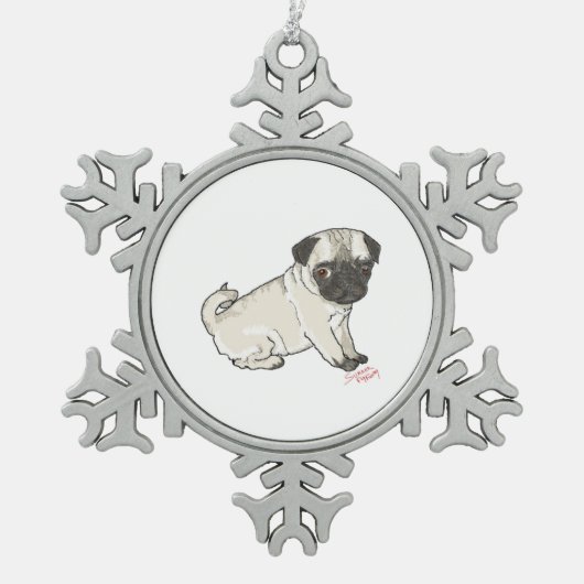 Ornement Flocon De Neige Pug puppy (Devant)