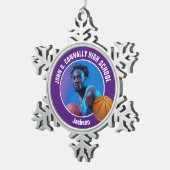Ornement Flocon De Neige Purple Basketball Player Photo Keepsake Gift (Vue impression)