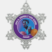Ornement Flocon De Neige Purple Basketball Player Photo Keepsake Gift (Devant)