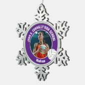 Ornement Flocon De Neige Purple Volleyball Player Photo High School (Vue impression)