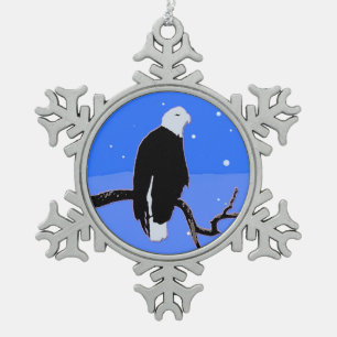 Ornement Flocon De Neige Pygargue à tête blanche en hiver - Art animalier o