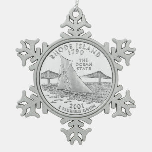 Ornement Flocon De Neige Quart de dollar de l'État de Rhode Island