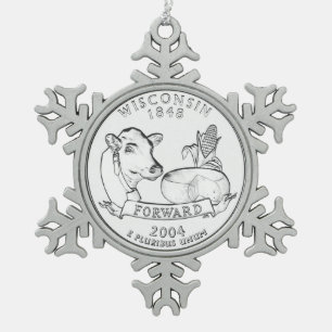 Ornement Flocon De Neige Quart de dollar de l'État du Wisconsin