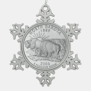 Ornement Flocon De Neige Quart de dollar du Dakota du Nord