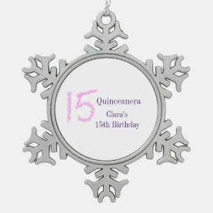 Ornement Flocon De Neige Quinceanera 15e anniversaire parties scintillant r