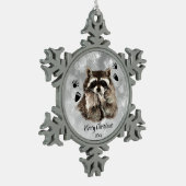 Ornement Flocon De Neige Raccoon Dated Blowers, Aimer les animaux (Gauche)