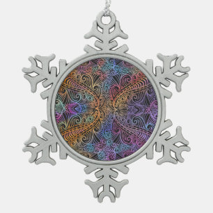 Ornement Flocon De Neige Rainbow Kaleidoscope Mandala