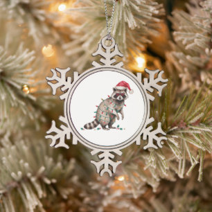 Ornement Flocon De Neige Raton de Noël Chapeau de Père Noël Lumières Lunett