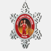 Ornement Flocon De Neige Red Basketball Player Photo Keepsake Gift (Vue impression)