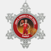 Ornement Flocon De Neige Red Basketball Player Photo Keepsake Gift (Devant)