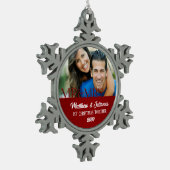 Ornement Flocon De Neige Red Damask 1er Christmas Together Photo (Gauche)